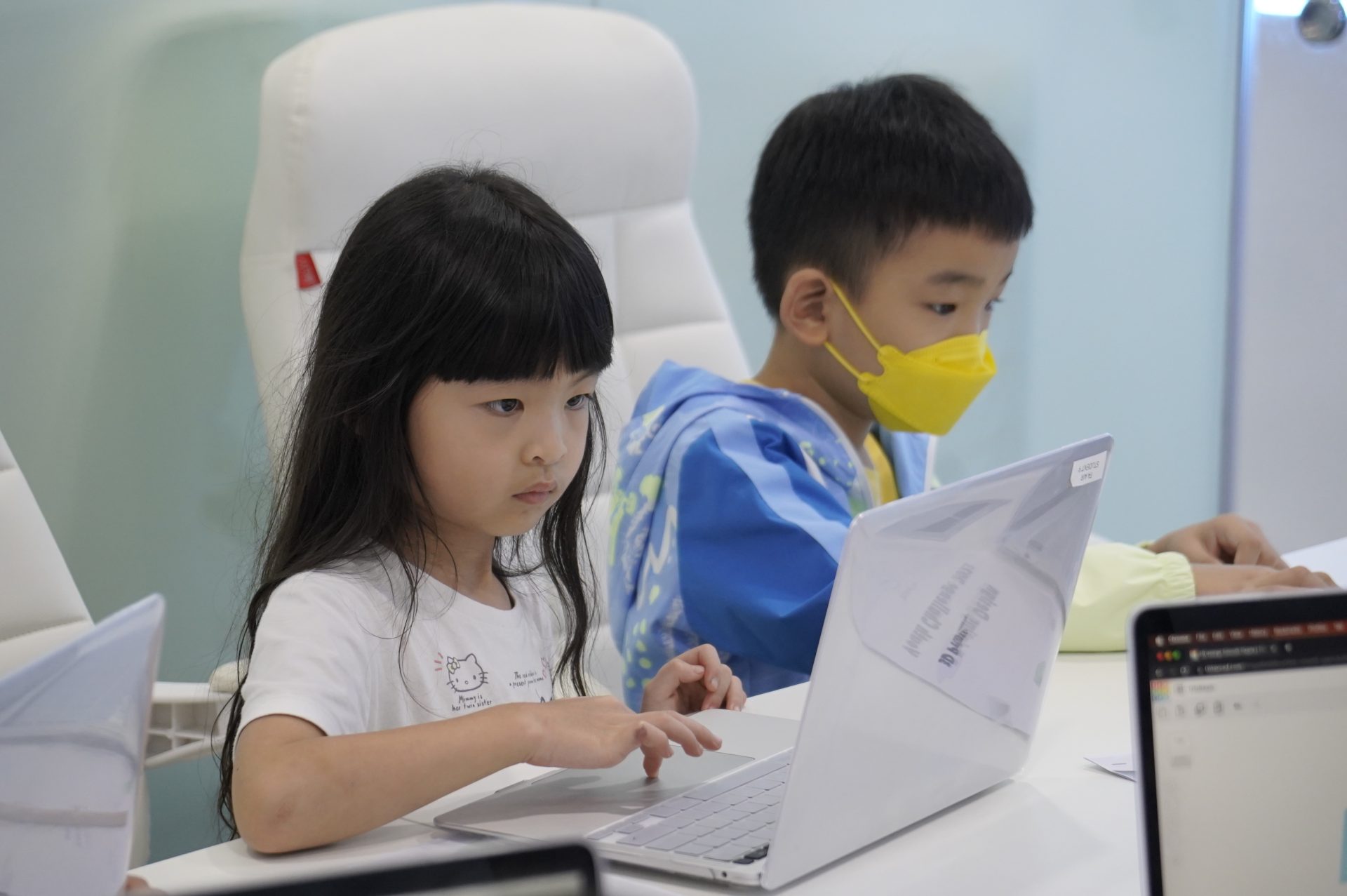 Two young Futurum Academy designers modelling in CAD on competition day